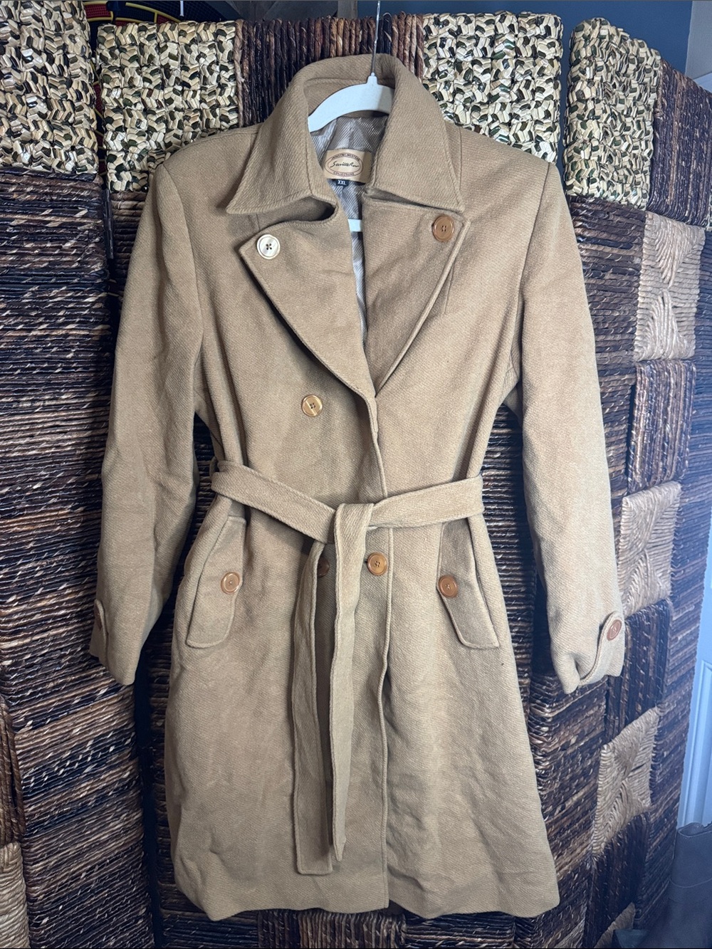 Vintage Womens Camel Belted Trench Coat